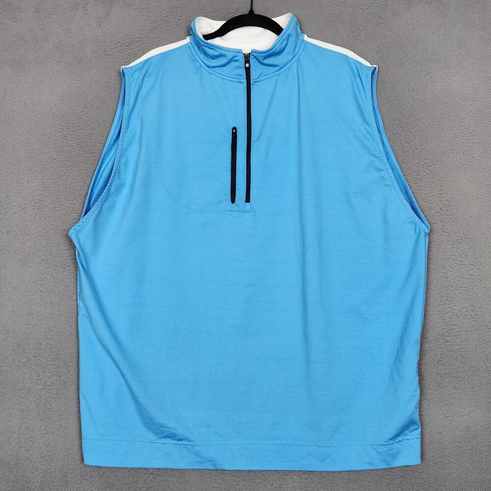 FootJoy Pullover Mens 2XL Blue Sleeveless 1/4 Zip Golf Vest Stretch Pockets